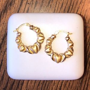 💛Stamped 14k Gold Hearts Hoop Earrings💛